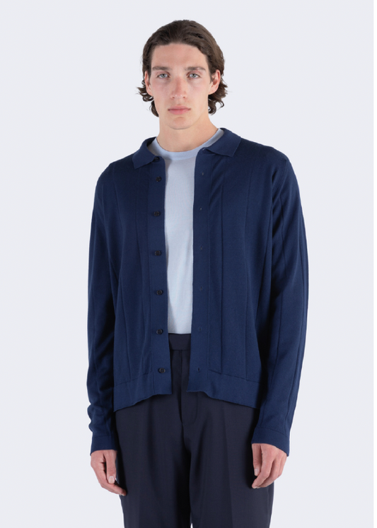 JSY FLOYD Men Sea Island Cotton Collar Shirt  French Navy