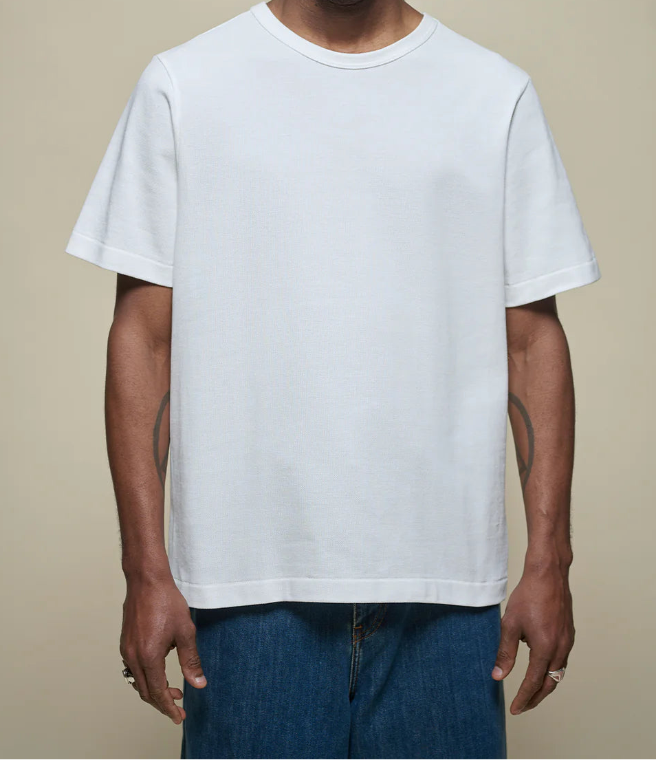 MZB Men's 214PK Loopwheeled Relaxed Fit Pikée T-Shirt White