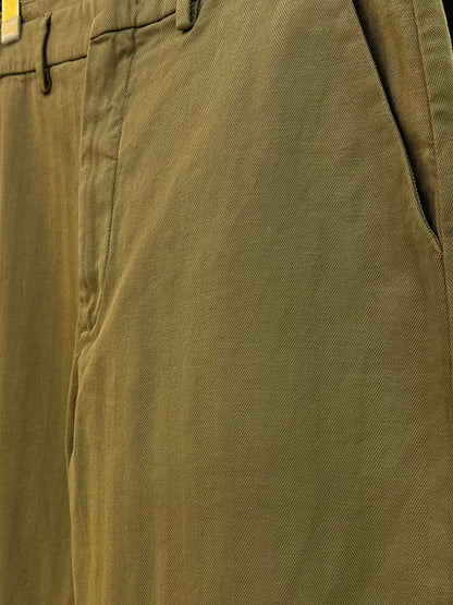 PEN Men's Baldo Trousers Cotton/ Linen Herringbone Olive