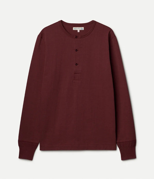 MERZB 2M06 Vintage Machine Classic Henley Long Sleeve 6,8oz Burgundy