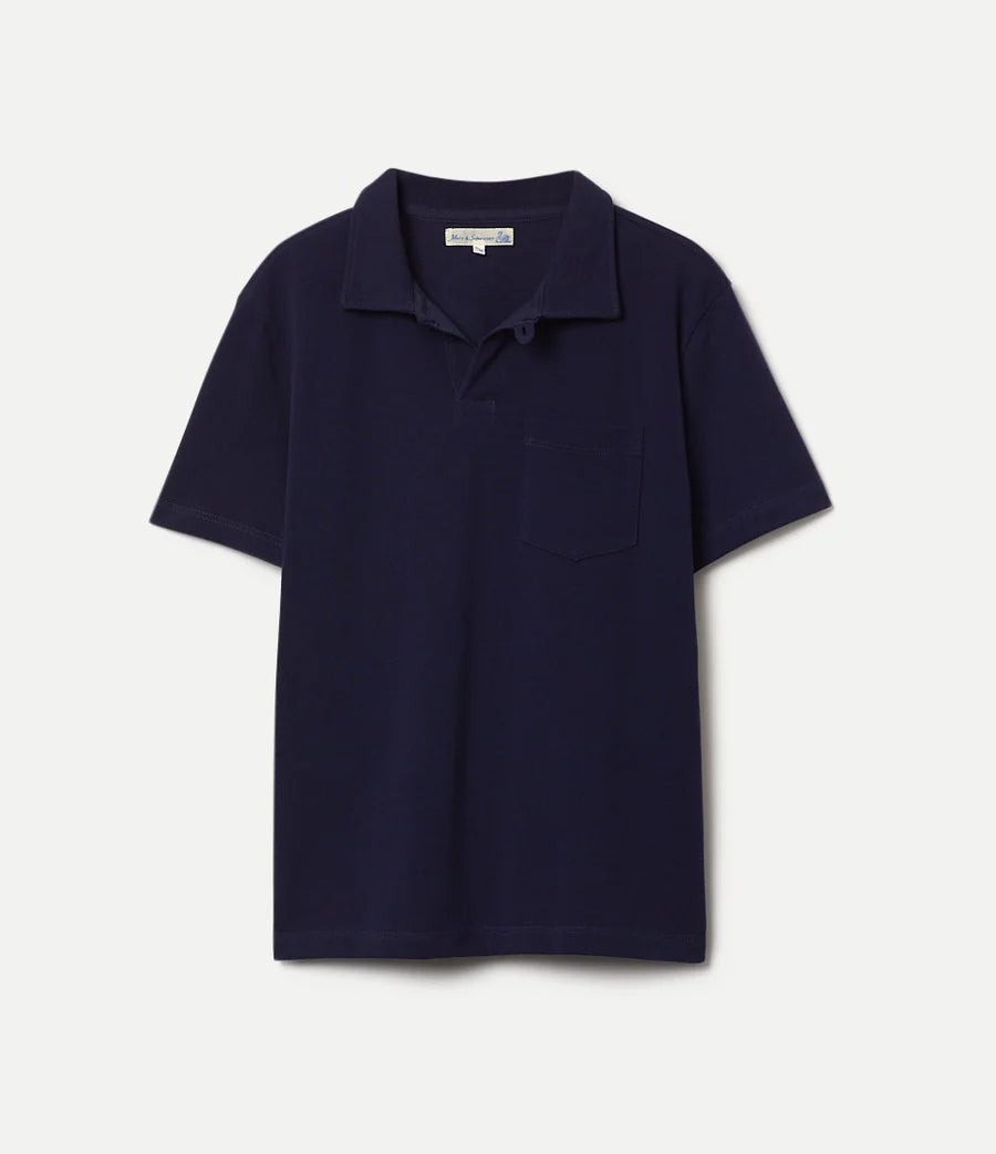 MERZB 2PKPL Loopwheeled Relax Fit Cotton Pikée Polo Shirt Ink Blue