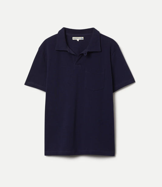 MERZB 2PKPL Loopwheeled Relax Fit Cotton Pikée Polo Shirt Ink Blue