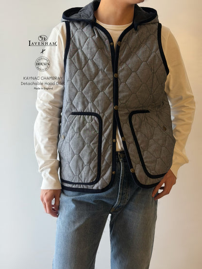 LAVENHAM x HOUSES FLAXTON Detachable Hood Gilet Chambray