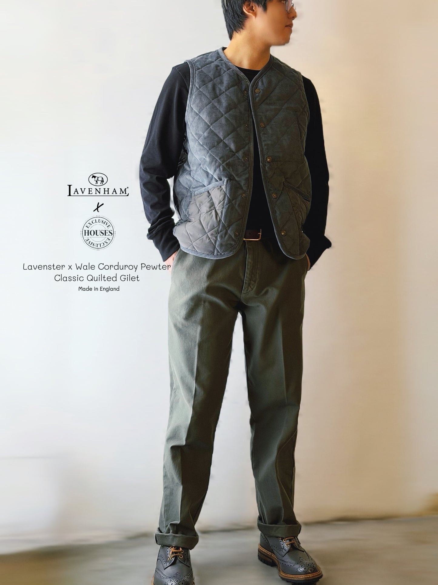 LAVENHAM X HOUSES THORNHAM Quilted Gilet Multi Pewter