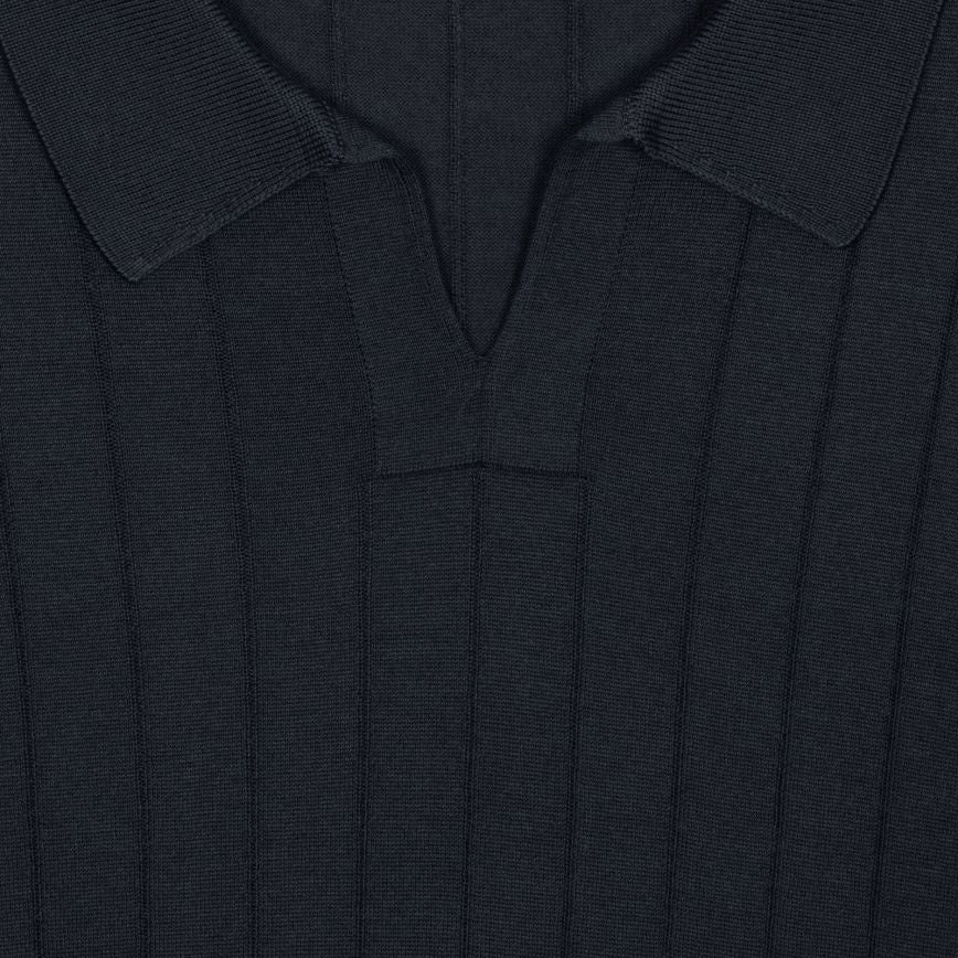 JSY ROPER Men Sea Island Cotton Ribbed Shirt Navy