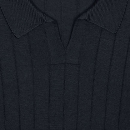 JSY ROPER Men Sea Island Cotton Ribbed Shirt Navy