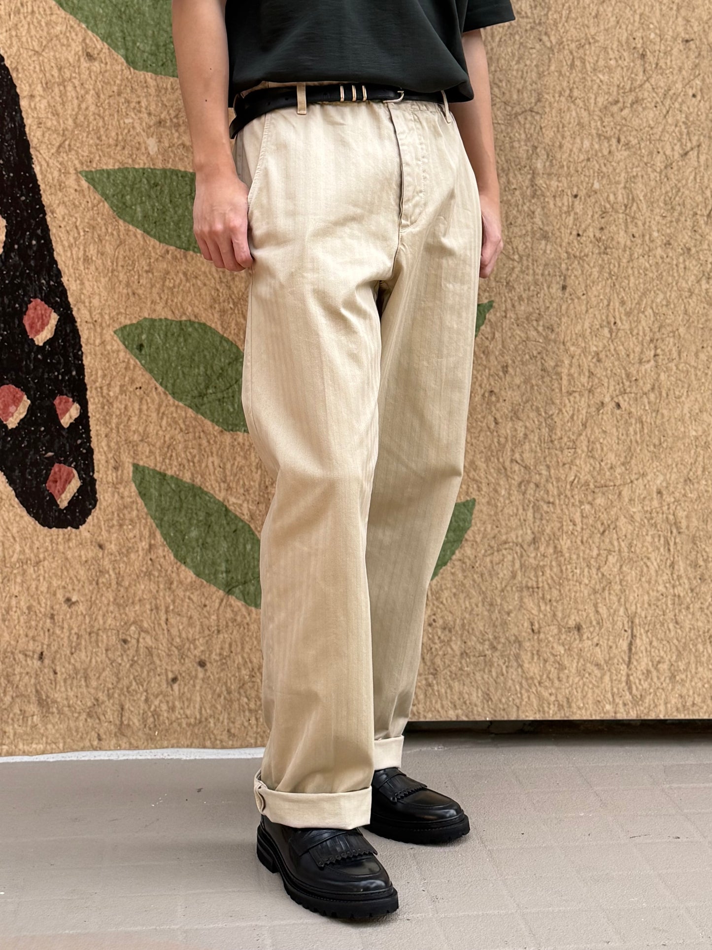 Fortela HECTOR Cotton Herringbone Trousers Natural