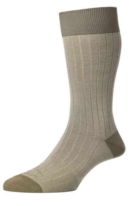 PTA BOURNE Fine stripe Egyptian Cotton Men's Socks Olive