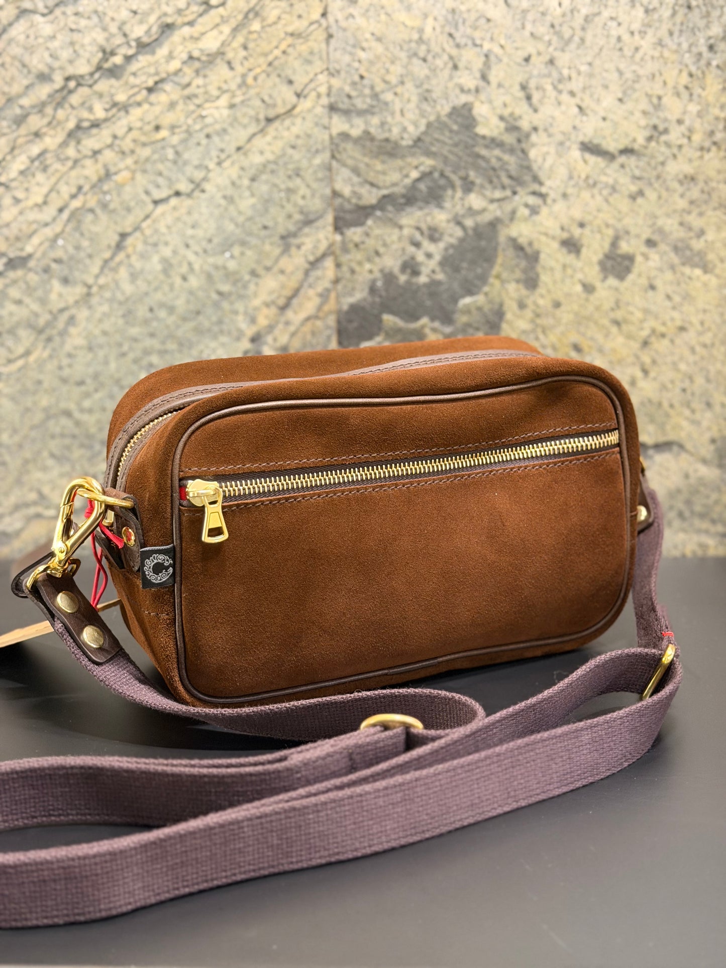 CRT SUEDE Leather Mini Box Brown