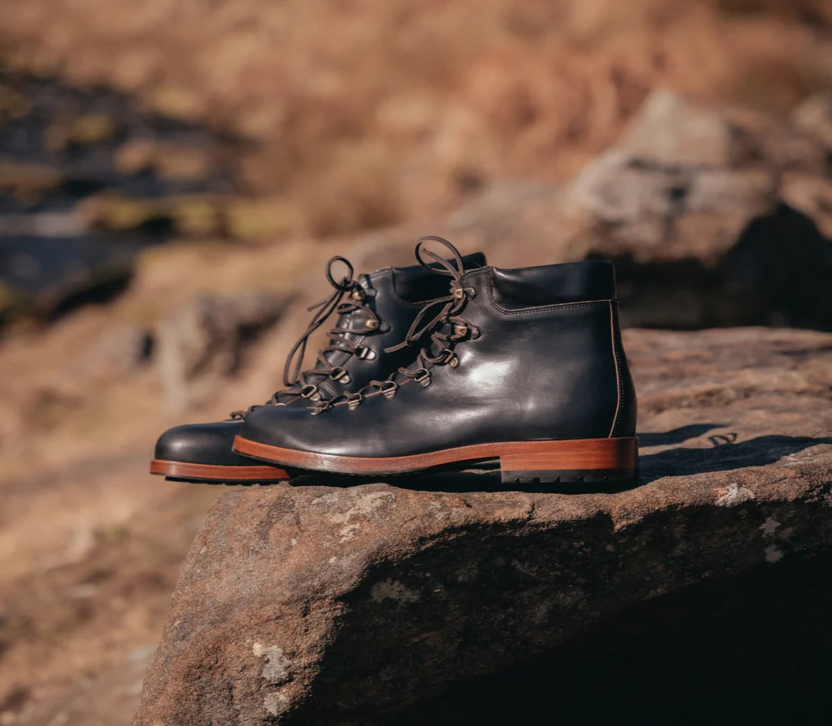 GRL HAROLD Classic Alpine Hiking Boots Horween Black