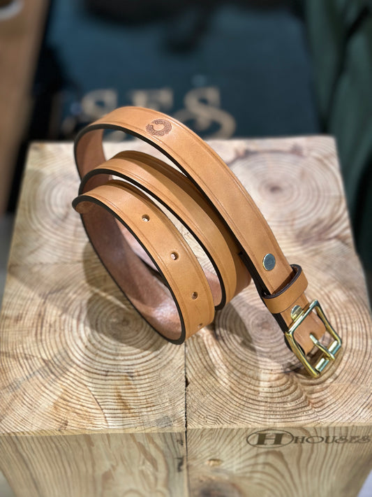 CRT Vintage Leather Narrow Belt 1" Natural