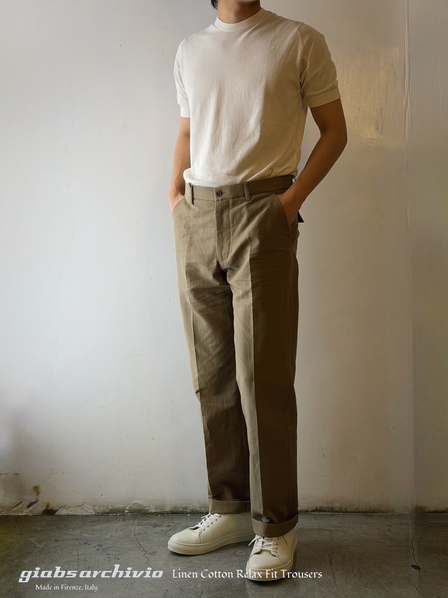 GBS 2002 Linen Cotton Trousers 2220 Khaki