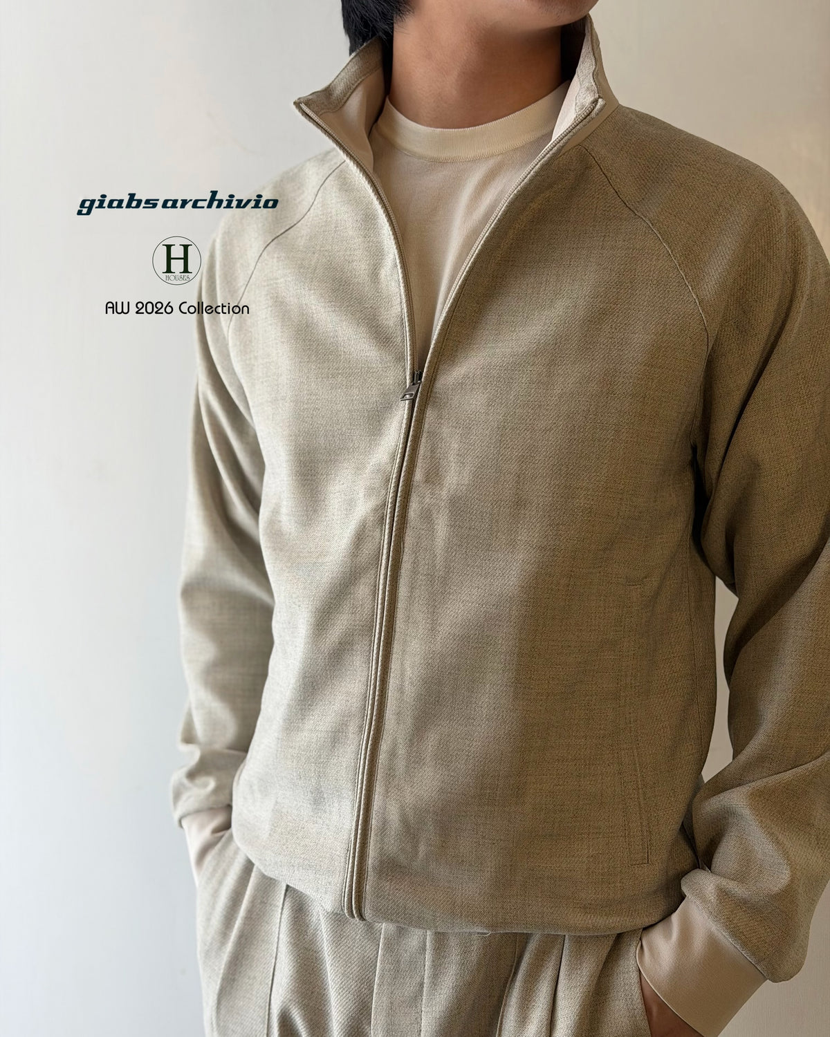 GBS MONACO Harrington Jacket A5901 Beige