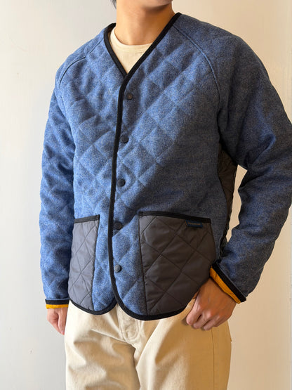 LAVENHAM x HOUSES LANGTON Shetland Wool V-Neck Jacket Blue