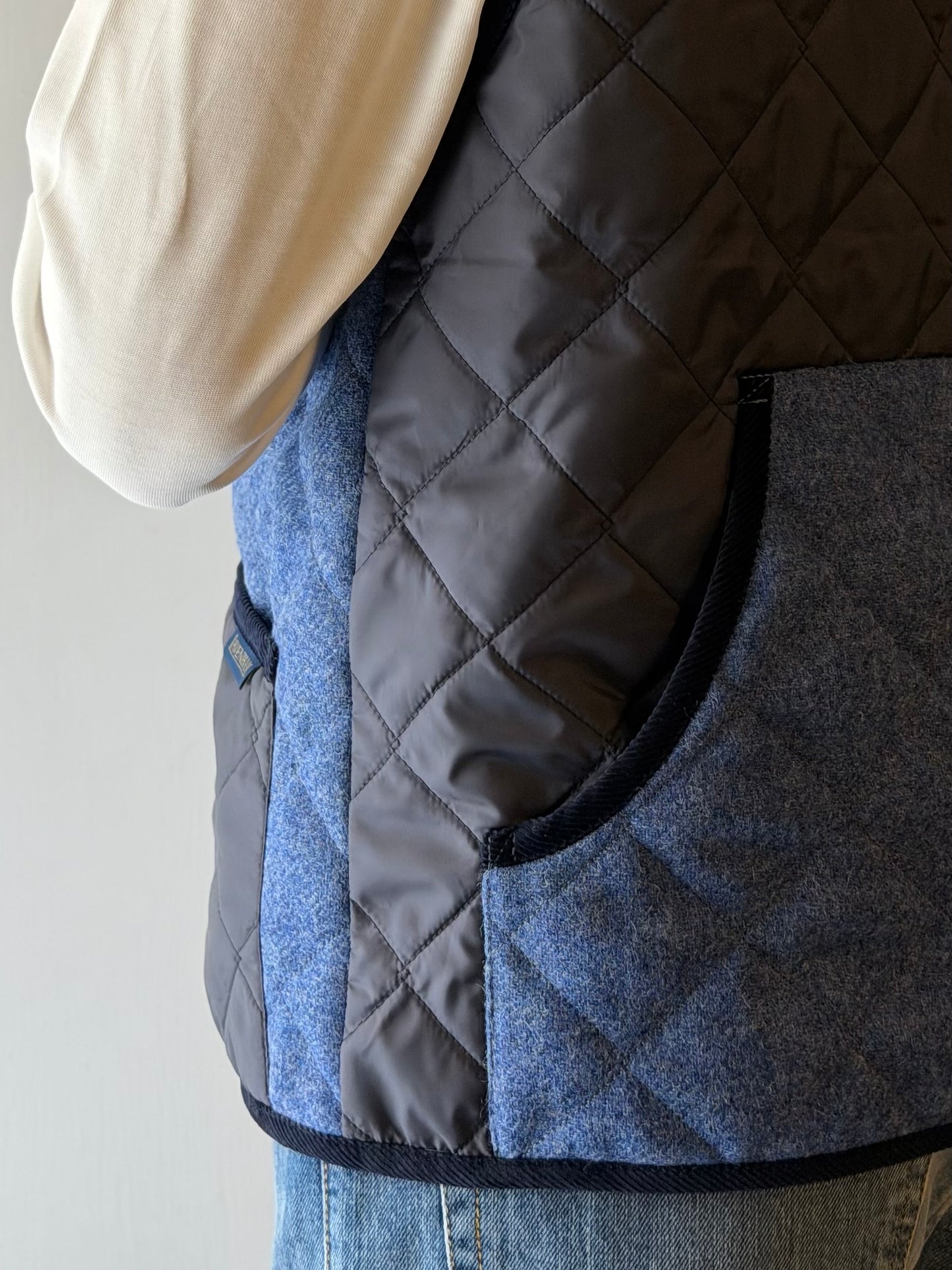 LAVENHAM x HOUSES HIGHTOWN Shetland Wool Quilted Hunting Gilets Blue