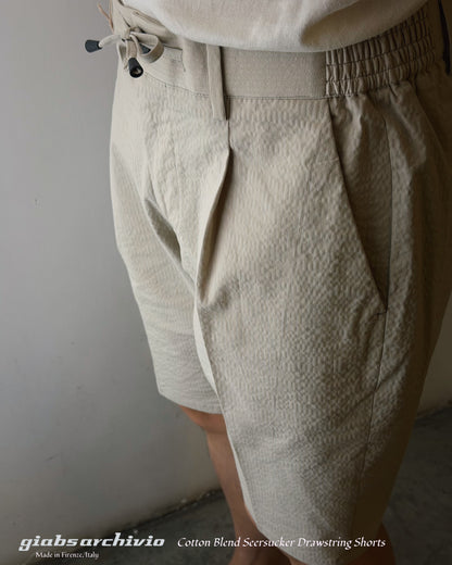 GBS MAGNIFICO Seersucker Cotton Blend Shorts A3585 Beige