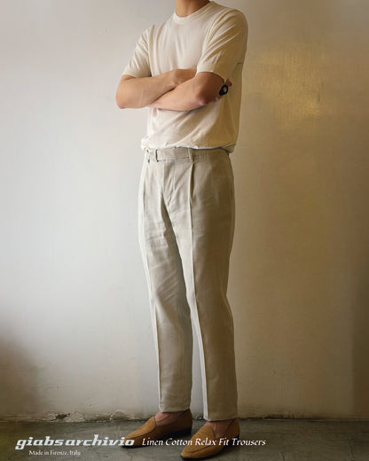 GBS DANTE700 Linen Blend Trousers A4360 Light Beige