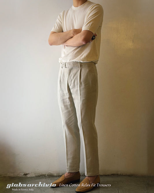 GBS DANTE700 Linen Blend Trousers A4360 Light Beige