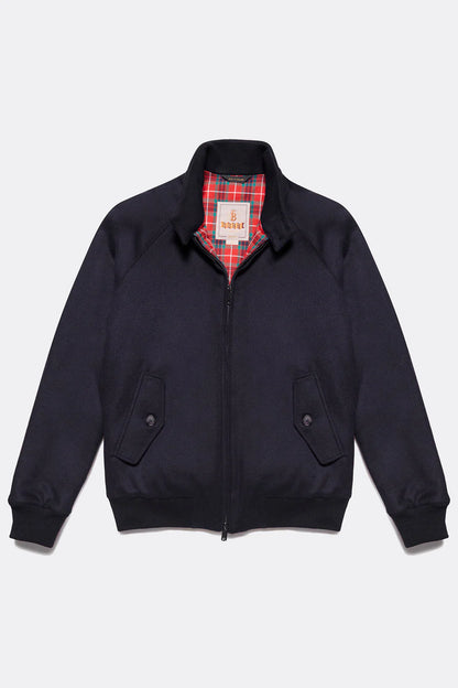 BRA G9 Melton Wool-Cashmere Mix Harrington Jacket Deep Blue