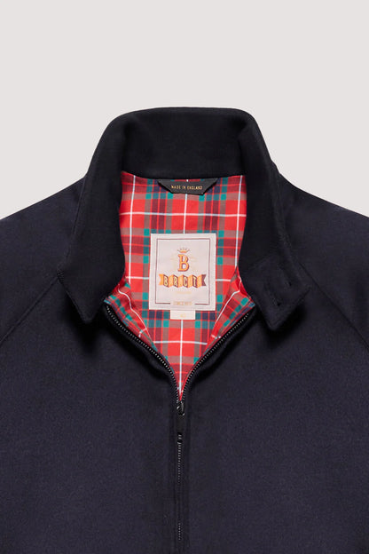 BRA G9 Melton Wool-Cashmere Mix Harrington Jacket Deep Blue