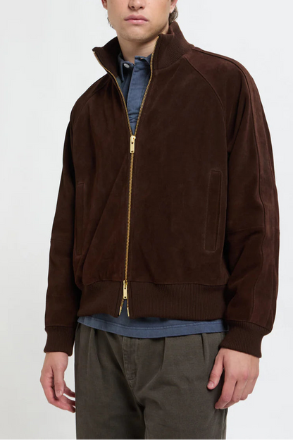 BRA Roughout Suede Track Jacket Chocolate