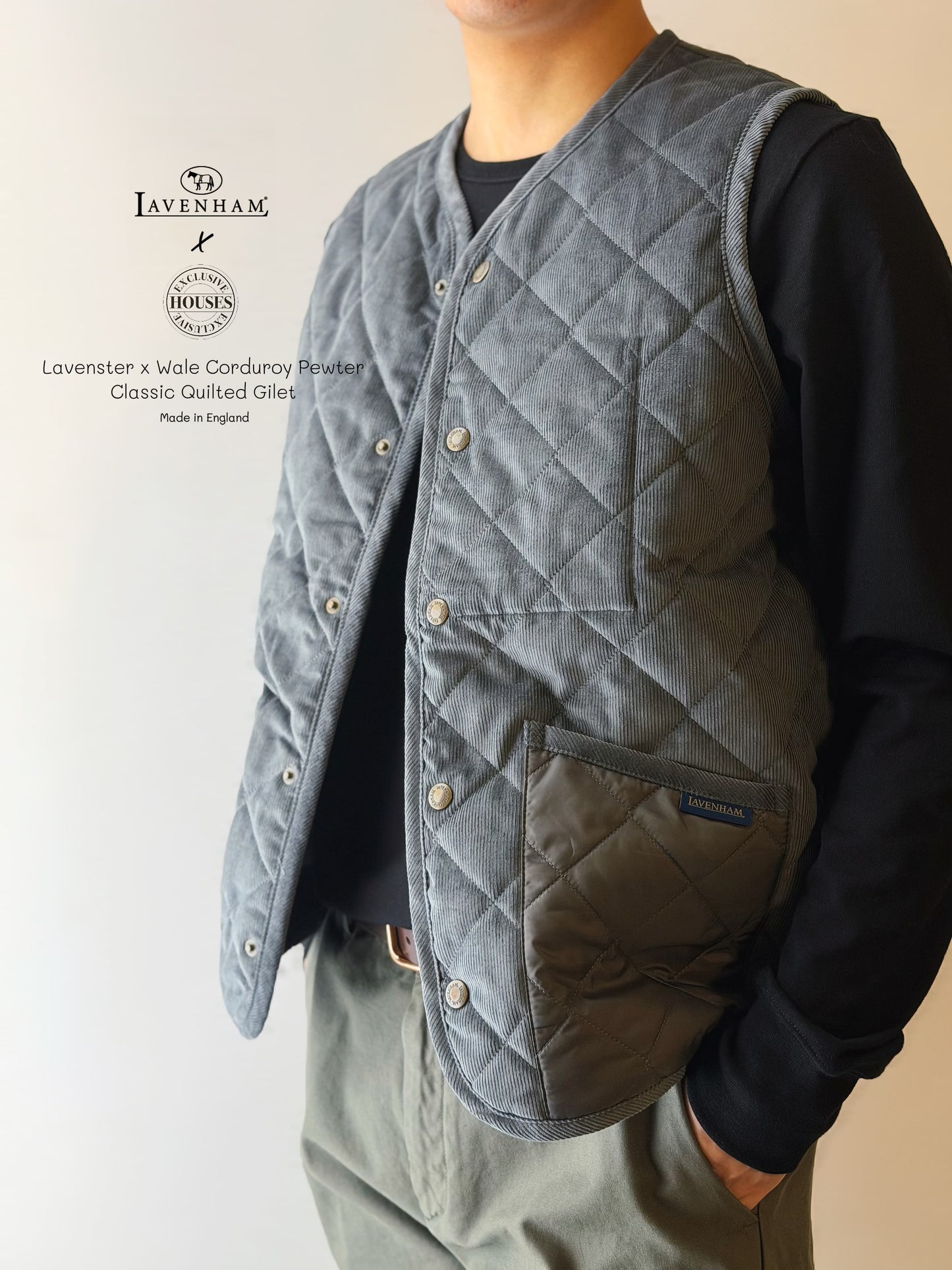 LAVENHAM X HOUSES THORNHAM Quilted Gilet Multi Pewter