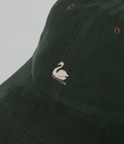 MERZB CAP01LC Swan Logo Organic Cotton Corduroy Cap Forest