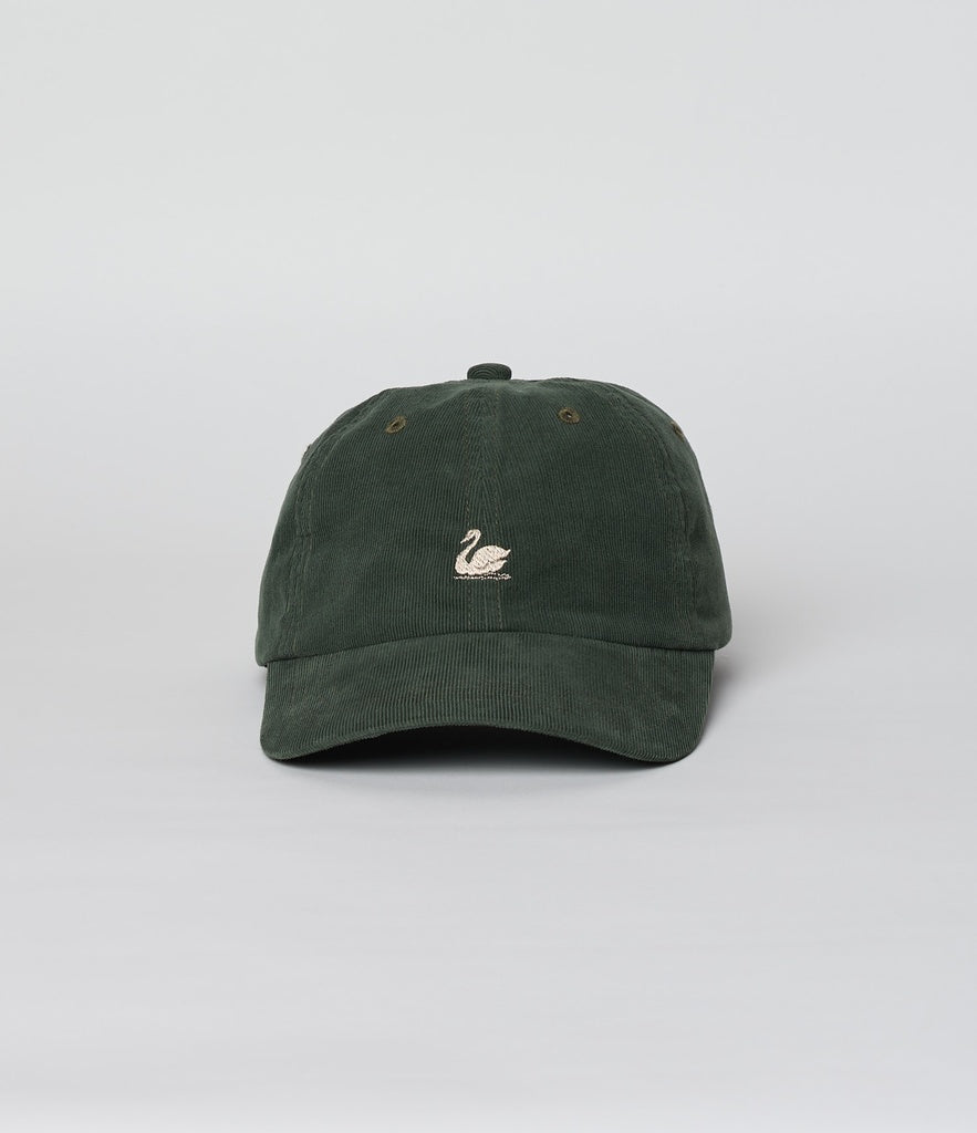 MERZB CAP01LC Swan Logo Organic Cotton Corduroy Cap Forest