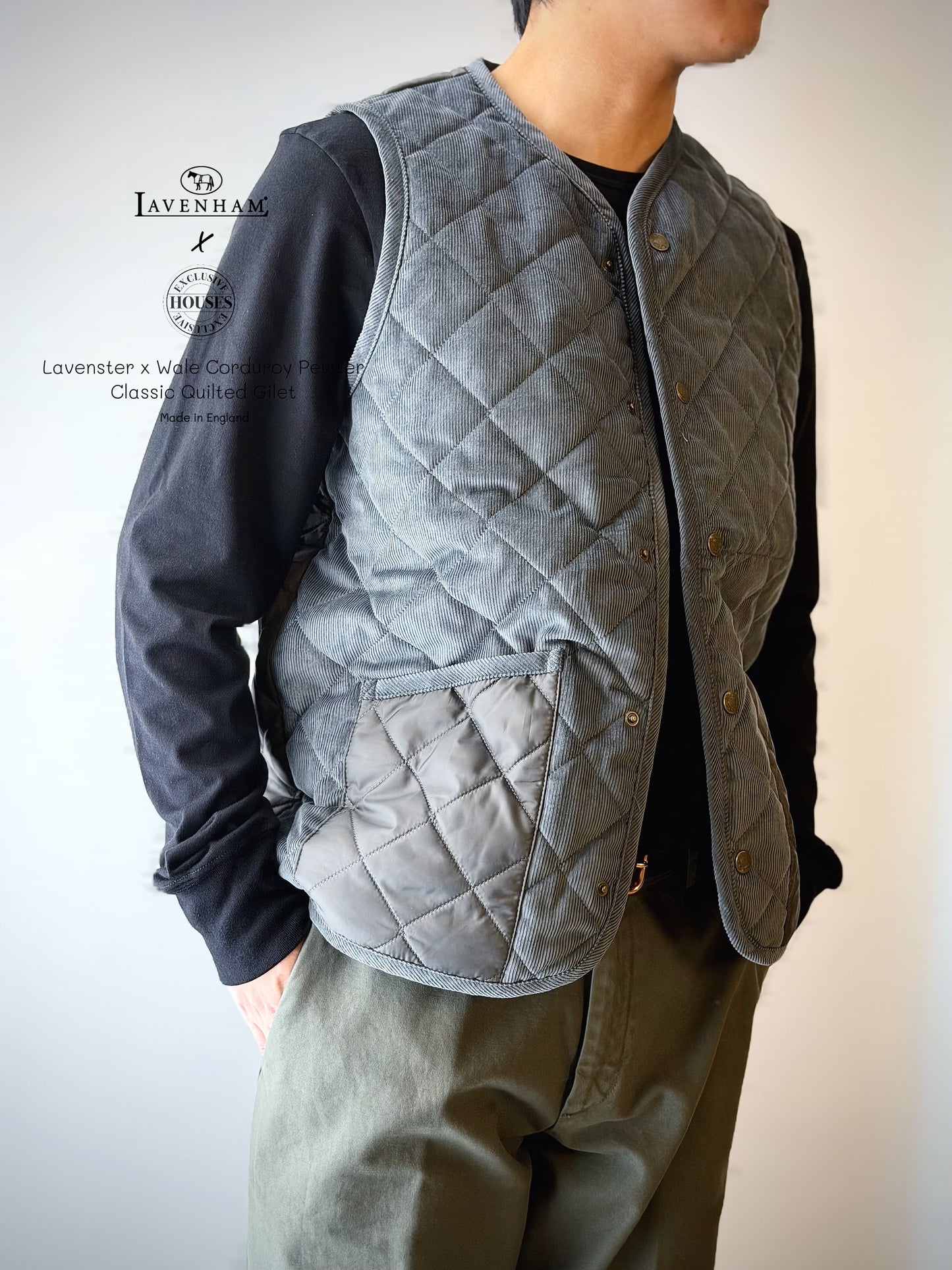LAVENHAM X HOUSES THORNHAM Quilted Gilet Multi Pewter