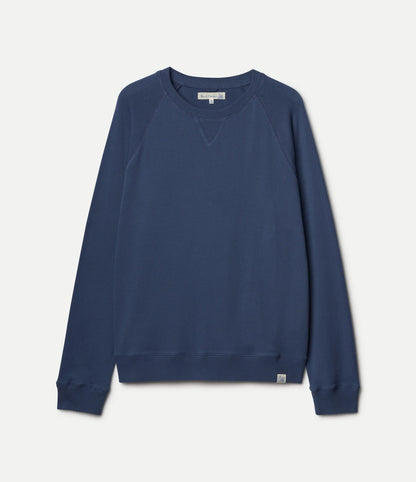 MERZB EASYCREW01 Relaxed Cotton Raglan Sweatshirt Indigo Mid-Wash