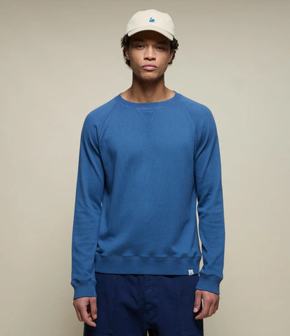MERZB EASYCREW01 Relaxed Cotton Raglan Sweatshirt Indigo Mid-Wash