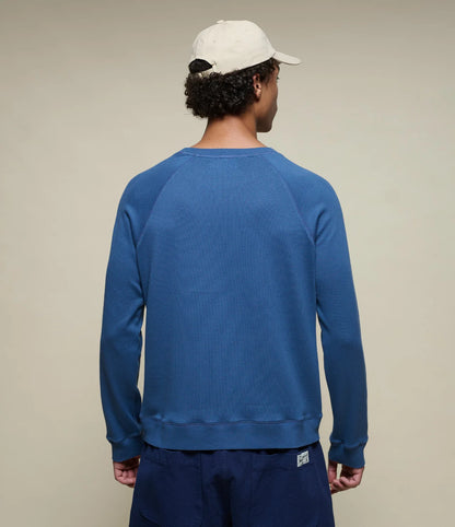 MERZB EASYCREW01 Relaxed Cotton Raglan Sweatshirt Indigo Mid-Wash