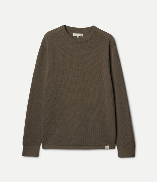 MERZB EASYKNIT Lightweight Waffle Knit Sweater Army
