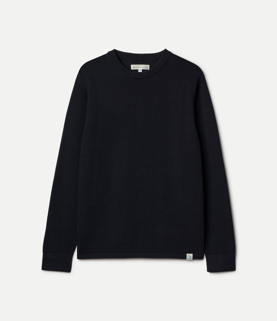 MERZB EASYKNIT Lightweight Waffle Knit Sweater Dark Navy