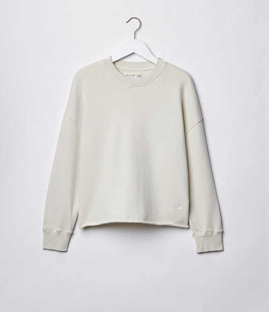 MERZB EDGE02 Retro Fleece Sweatshirt Open Edge on Hem Cashew