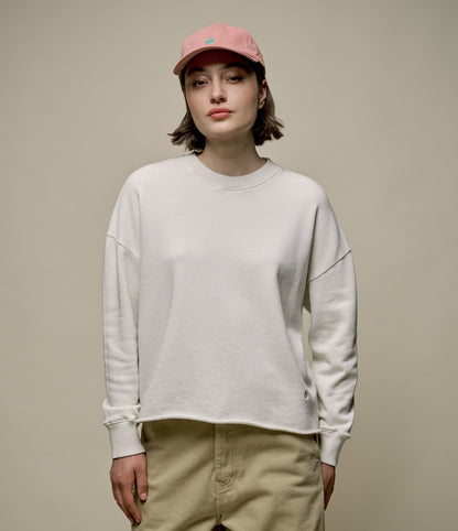 MERZB EDGE02 Retro Fleece Sweatshirt Open Edge on Hem Cashew