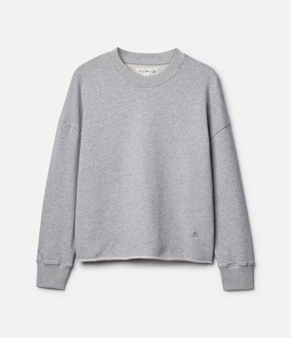 MERZB EDGE02 Retro Fleece Sweatshirt Open Edge On Hem Grey Mel