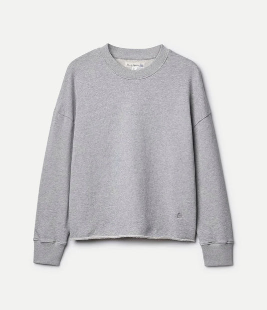 MERZB EDGE02 Retro Fleece Sweatshirt Open Edge On Hem Grey Mel