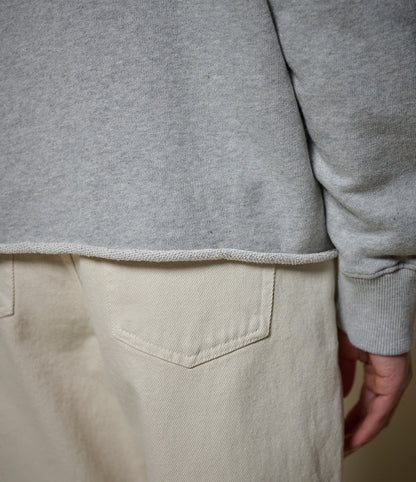 MERZB EDGE02 Retro Fleece Sweatshirt Open Edge On Hem Grey Mel