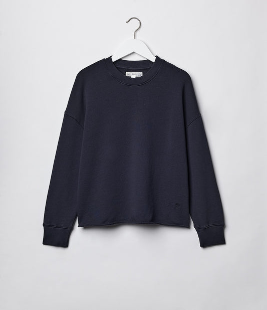 MERZB EDGE02 Retro Fleece Sweatshirt Open Edge on Hem Charcoal