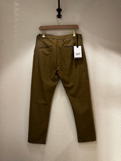 PEN Men's Baldo Trousers Cotton/ Linen Herringbone Olive