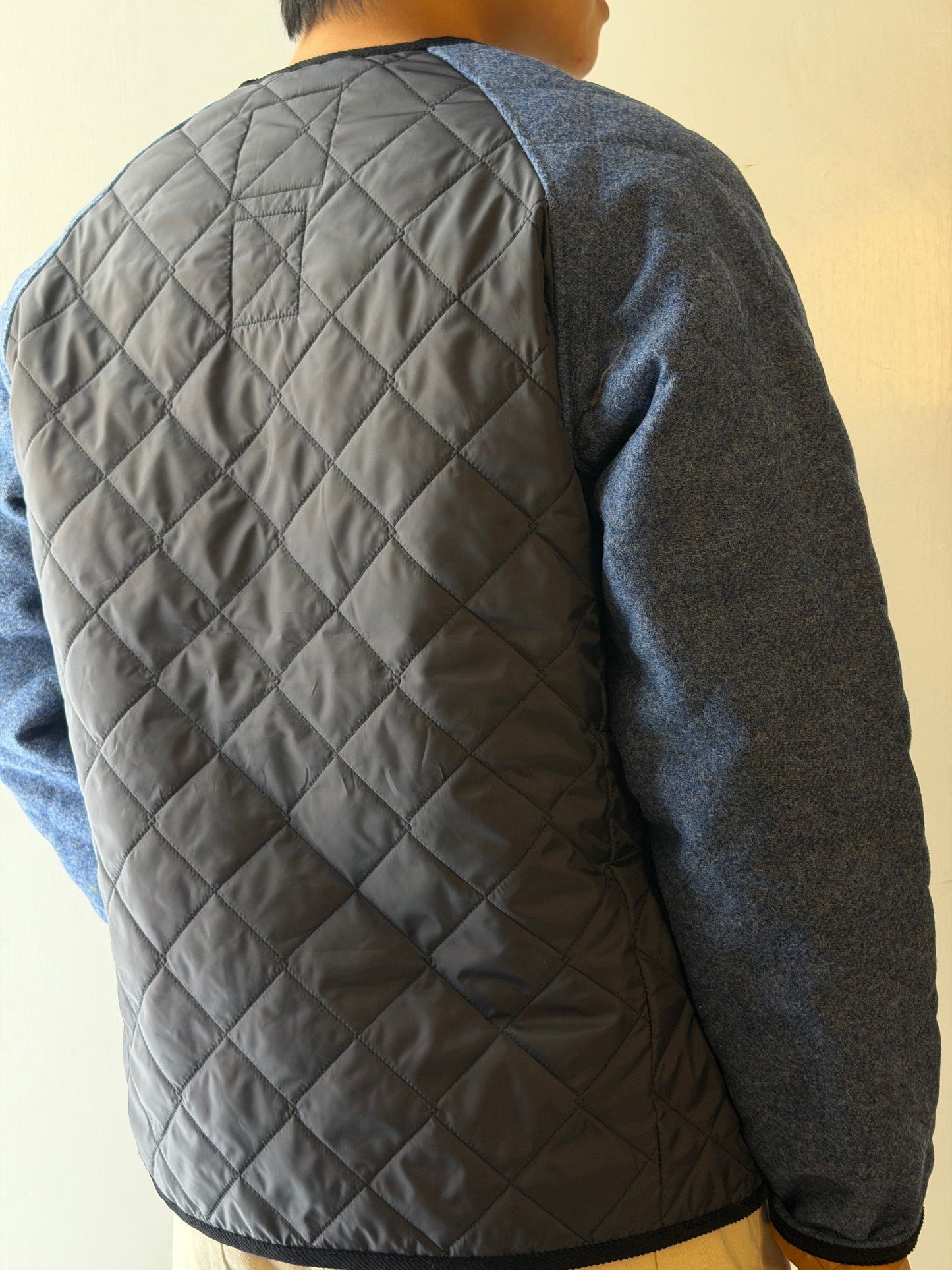 LAVENHAM x HOUSES LANGTON Shetland Wool V-Neck Jacket Blue