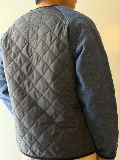 LAVENHAM x HOUSES LANGTON Shetland Wool V-Neck Jacket Blue