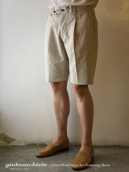 GBS MAGNIFICO Seersucker Cotton Blend Shorts A3585 Beige