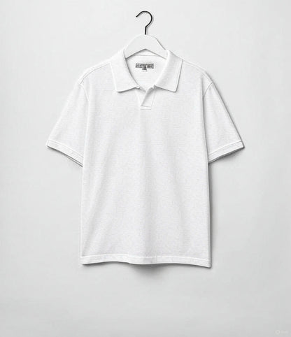MERZB  LINEN02 Relax Fit Polo Shirt Linen Organic Cotton 4oz White