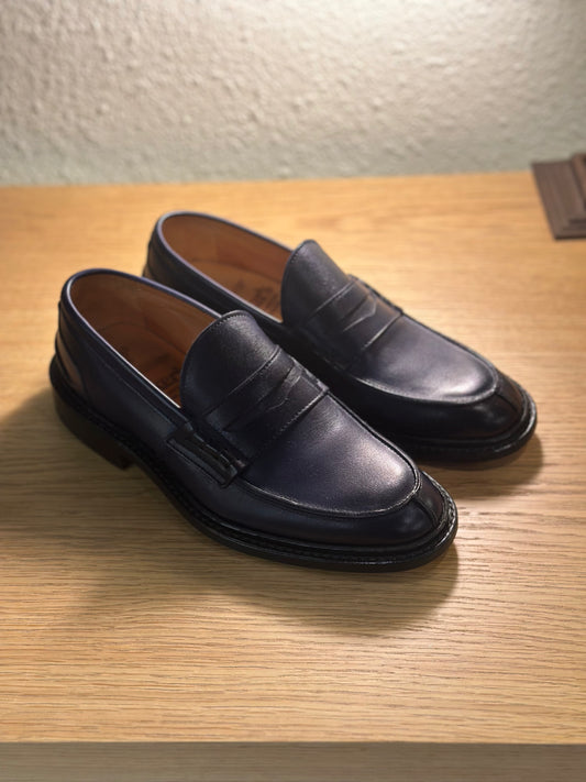 TKS Ladies EVA Penny Loafers Leather Sole Navy