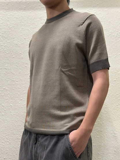 JSY CONOR Merino Jacquard Pattern T-Shirt Mansﬁeld Green/Kafka Beige