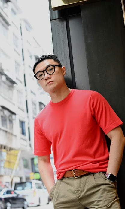 JSY LORCA Men Sea Island Cotton T-shirt Nexus Red