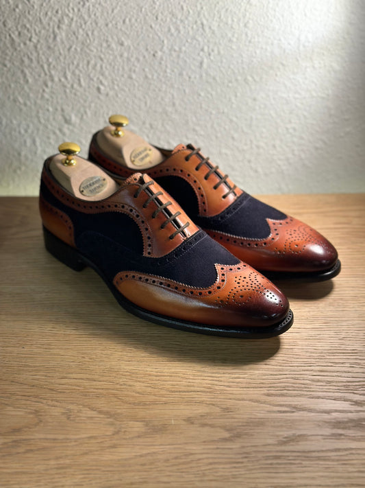 HE Farnham Two-tone broguesl Shoes Navy & Chestnut