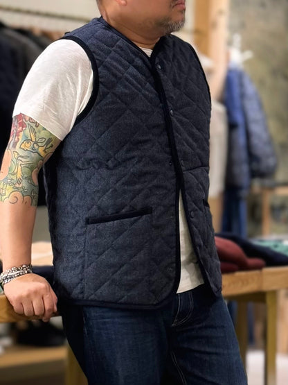 LVH x HOUSES THORNHAM Wool Quilted Gilet Dark Navy